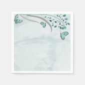 Serviette En Papier papillons bleus turquoise feuille mariage botaniqu (Devant)
