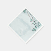 Serviette En Papier papillons bleus turquoise feuille mariage botaniqu (Coin)