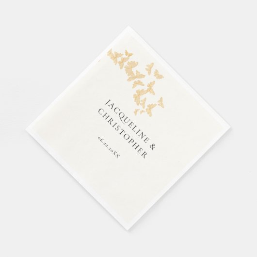 Serviette En Papier Papillons Boho Or moderne Mariage romantique (Coin)