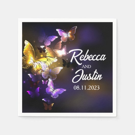 Serviette En Papier Papillons brillants Neon Boho Napkins (Devant)