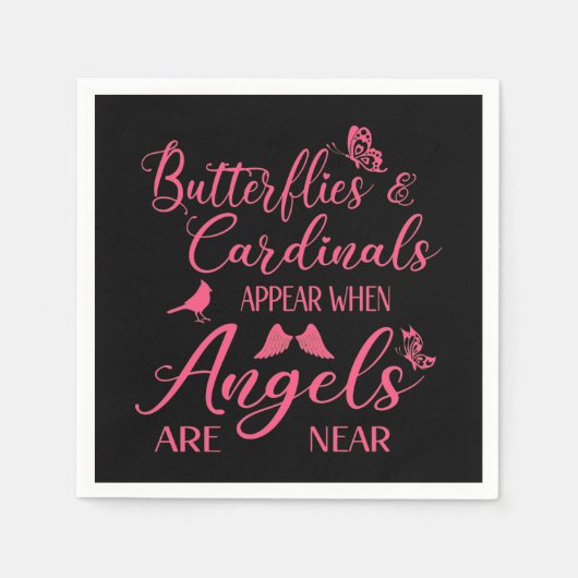 Serviette En Papier Papillons & Cardinaux Apparaissent Quand Angel Est (Devant)