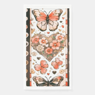 Serviette En Papier Papillons, Coeurs et Fleurs