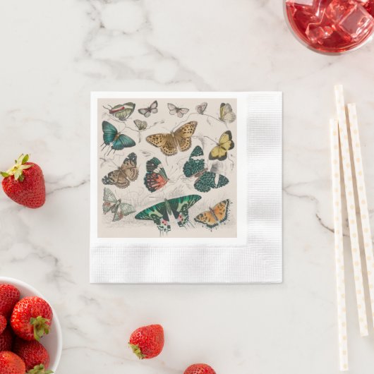 Serviette En Papier Papillons Collection Antique Papillons (En situation)