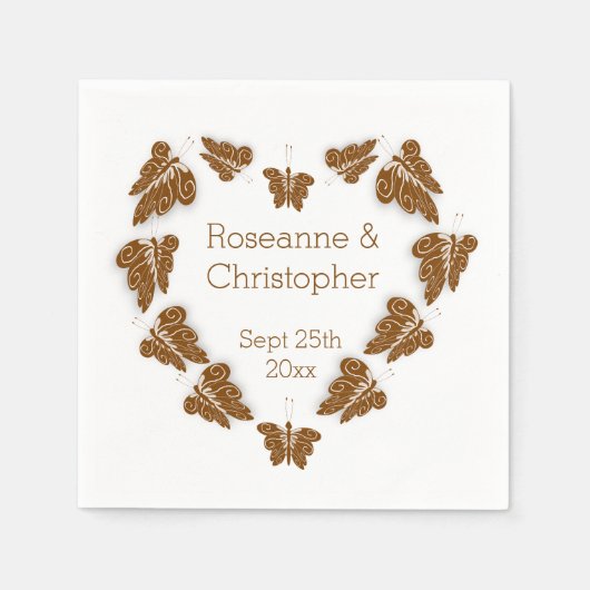 Serviette En Papier Papillons couleur chocolat Mariage design (Devant)