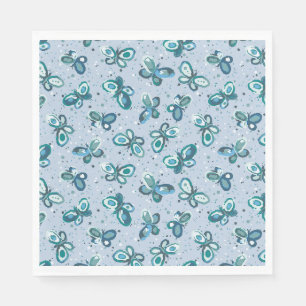 Serviette En Papier Papillons de Bugs Doodle - bleu - fête pour enfant