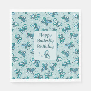 Serviette En Papier Papillons de Bugs Doodle - turquoise - anniversair