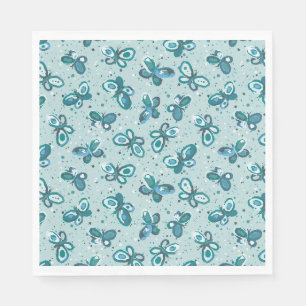 Serviette En Papier Papillons de Bugs Doodle - turquoise - fête pour e