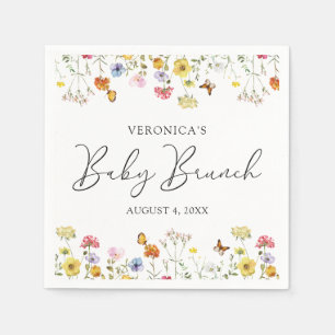 Serviette En Papier Papillons de fleurs sauvages Brunch Baby Shower Bo
