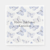 Serviette En Papier Papillons de lavande violet Anniversaire (Devant)