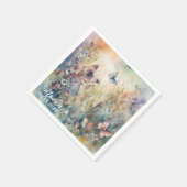 Serviette En Papier Papillons de printemps de l'aquarelle florale (Coin)