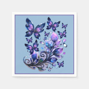 Serviette En Papier Papillons de scintillement cosmique Bleu