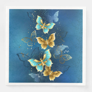 Serviette En Papier Papillons dorés