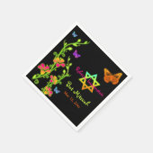 Serviette En Papier Papillons en néon & Fleurs Bat mitzvah serviettes (Coin)