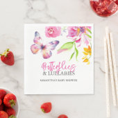 Serviette En Papier Papillons et berceuses Baby shower Aquarelle (En situation)