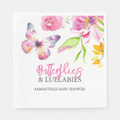 Serviette En Papier Papillons et berceuses Baby shower Aquarelle (Devant)