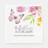 Serviette En Papier Papillons et berceuses Baby shower Aquarelle (Devant)