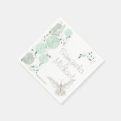 Serviette En Papier Papillons et chrysanthèmes verts (Coin)