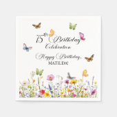 Serviette En Papier Papillons et Fleur sauvage Élégant 75e anniversair (Devant)