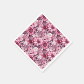 Serviette En Papier Papillons et Fleurs dans des tons roses variés (Coin)