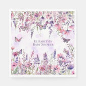 Serviette En Papier Papillons et Fleurs sauvages blancs (Devant)