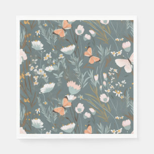 Serviette En Papier Papillons et Fleurs sauvages d'été