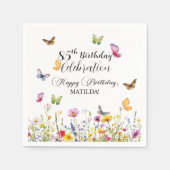 Serviette En Papier Papillons et Fleurs sauvages Élégant 85e anniversa (Devant)