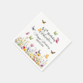 Serviette En Papier Papillons et Fleurs sauvages Élégant 85e anniversa (Coin)