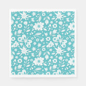 Serviette En Papier Papillons Et Fleurs Sur Aqua (Devant)