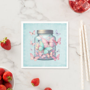 Serviette En Papier Papillons Fantaisistes dans un Pot