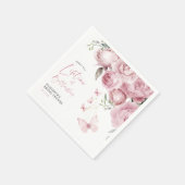 Serviette En Papier Papillons Fête de Mariage Floral Rose (Coin)