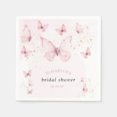 Serviette En Papier Papillons Fête de Mariage Rose et Or (Devant)