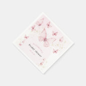 Serviette En Papier Papillons Fête des mariées or rose (Coin)