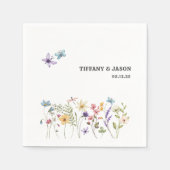 Serviette En Papier Papillons Fleur sauvage d'aquarelle Mariage floral (Devant)