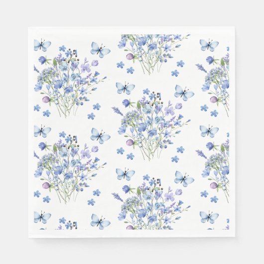 Serviette En Papier Papillons Fleurs sauvages à périwinkle Mariage flo (Devant)