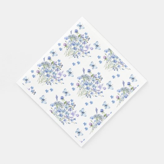 Serviette En Papier Papillons Fleurs sauvages à périwinkle Mariage flo (Coin)