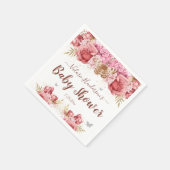 Serviette En Papier Papillons floraux Baby shower rose (Coin)