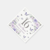 Serviette En Papier Papillons floraux violets lavande doux 16 (Coin)