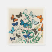 Serviette En Papier Papillons, illustration vintage, (Devant)