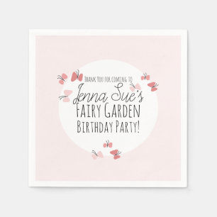 Serviette En Papier Papillons Jardin Anniversaire rose