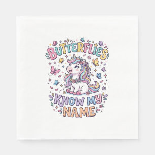 Serviette En Papier Papillons Licornes Connaissent Mon Nom Charmant Ar