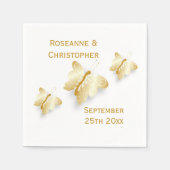 Serviette En Papier Papillons Mariages d'or Design (Devant)