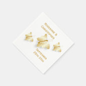 Serviette En Papier Papillons Mariages d'or Design (Coin)