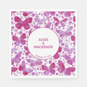 Serviette En Papier Papillons modernes Aquarelle Magenta Rose (Devant)