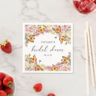 Serviette En Papier Papillons modernes Fête des mariées de pivoines ro