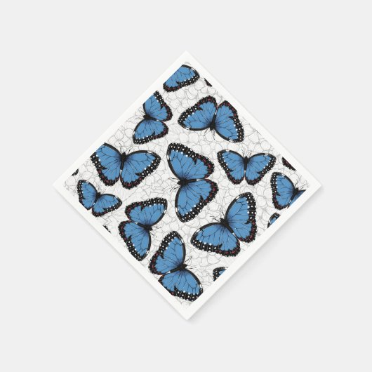 Serviette En Papier Papillons morpho bleu (Coin)