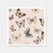 Serviette En Papier Papillons Neutres Mignons, Tons Muets Rose Pâle (Devant)
