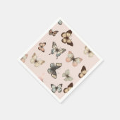 Serviette En Papier Papillons Neutres Mignons, Tons Muets Rose Pâle (Coin)