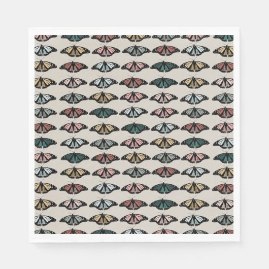 Serviette En Papier Papillons neutres modernes Motif de jardin (Devant)