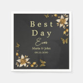 Serviette En Papier Papillons noires élégants Mariage serviettes (Devant)