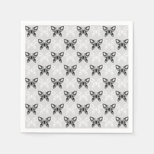 Serviette En Papier Papillons noirs et blancs